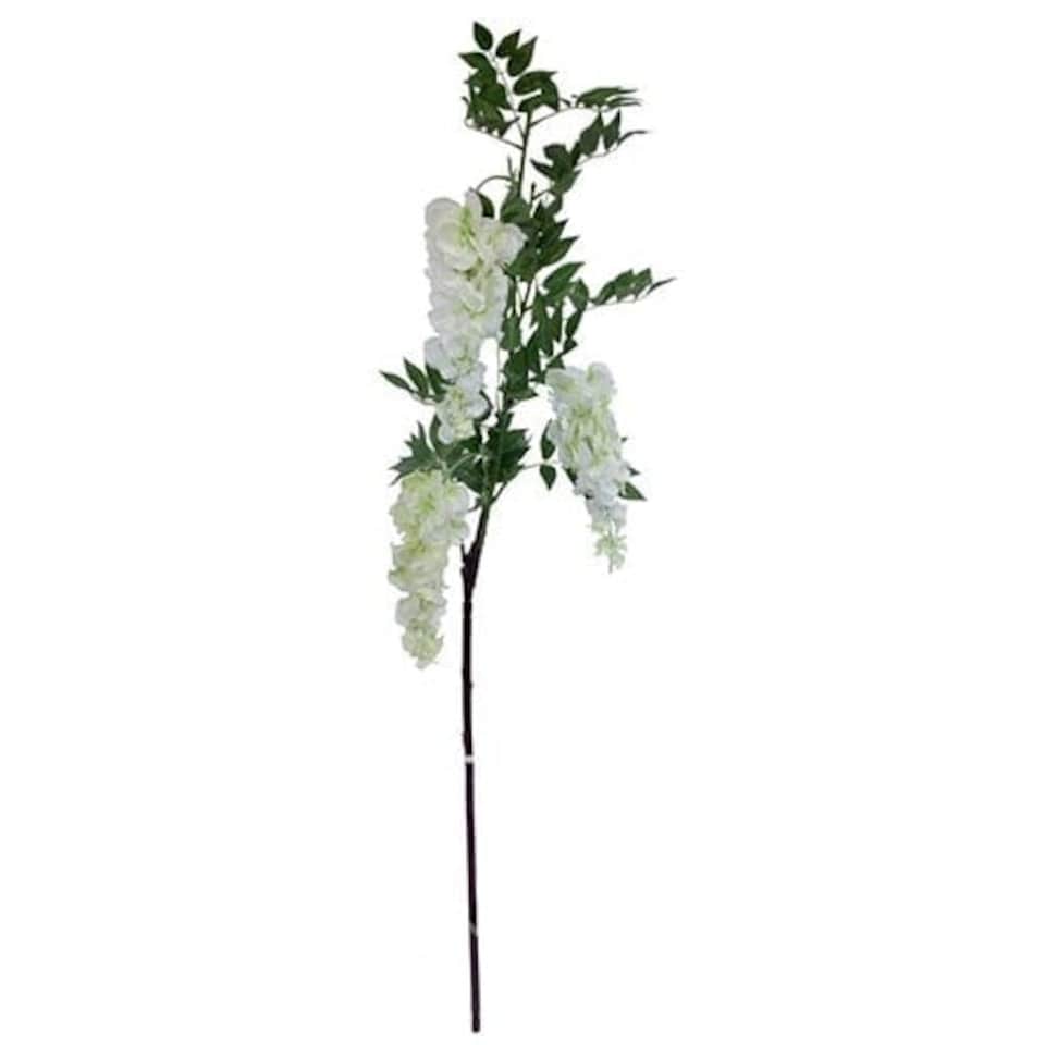 image 1 of White 3 Head Wisteria Artificial Flower 122cm