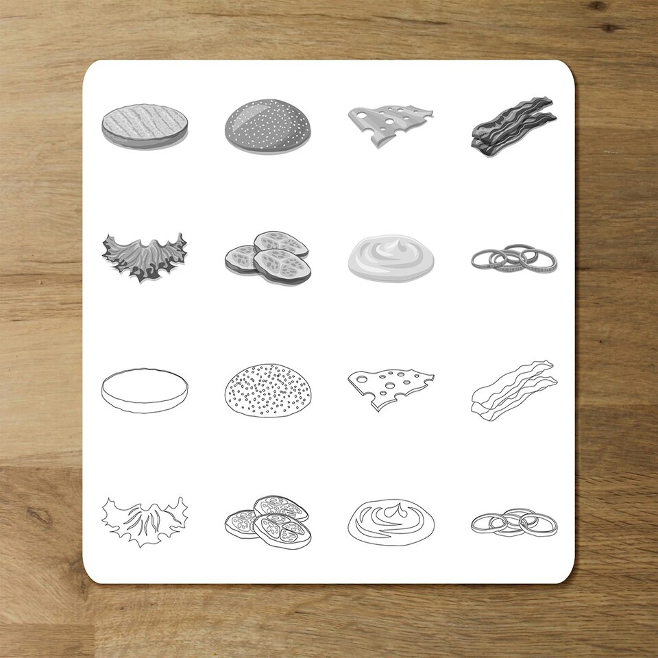 image 1 of burger and sandwich icon (Placemat & Coaster Set)