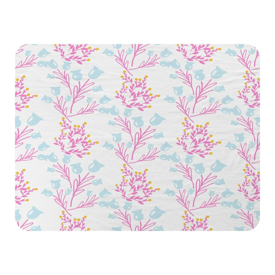 image 1 of Pink & Blue Flower Design (Blanket)