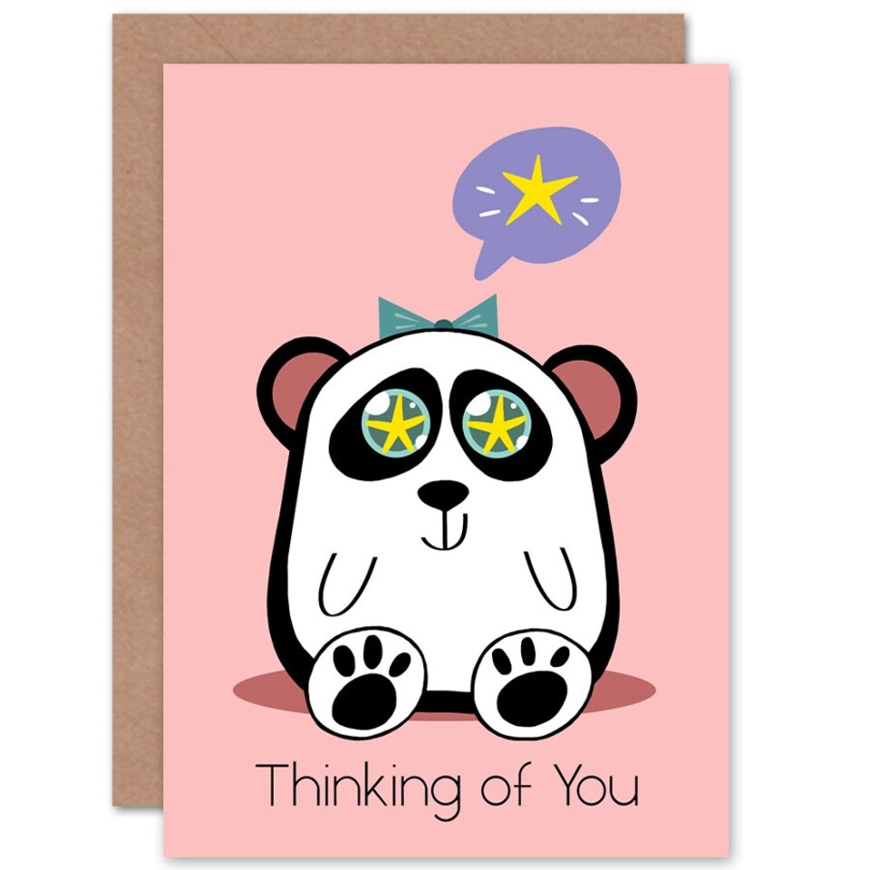 image 1 of Kawaii Star Thinking You Panda Thinking Of You Card