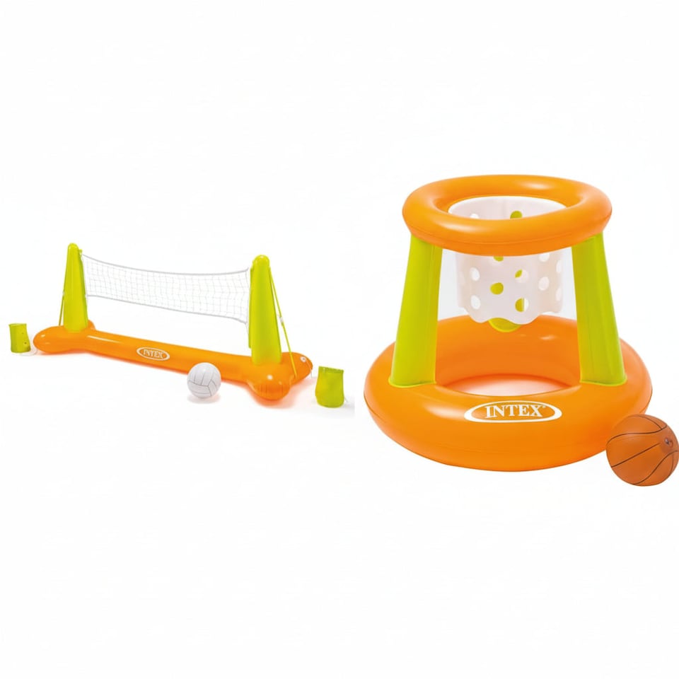 image 1 of Pool Volleyball Game Set And  Floating Hoop Game -Water Sports Fun for All Ages