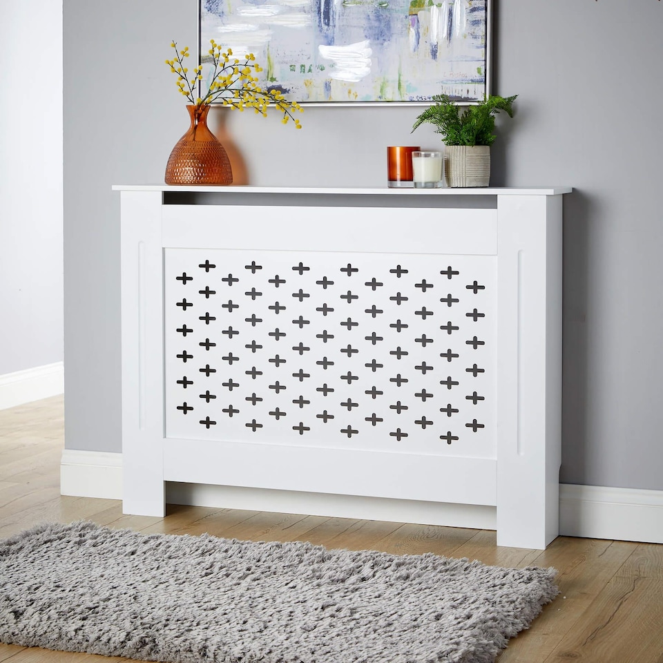 image 1 of Medium Radiator Cover MDF Wooden Home Decorative Modern Design | White