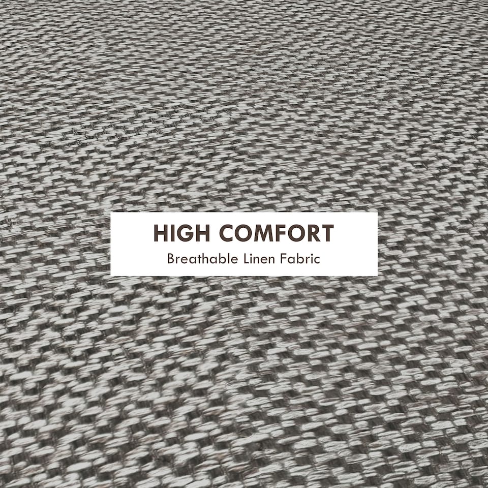 image 1 of HOMCOM Round Storage Stool, Linen Fabric Upholstered Foot Stool with Removable Top, Padded Seat, Hidden Space and Wooden Legs for Living Room, Light Grey