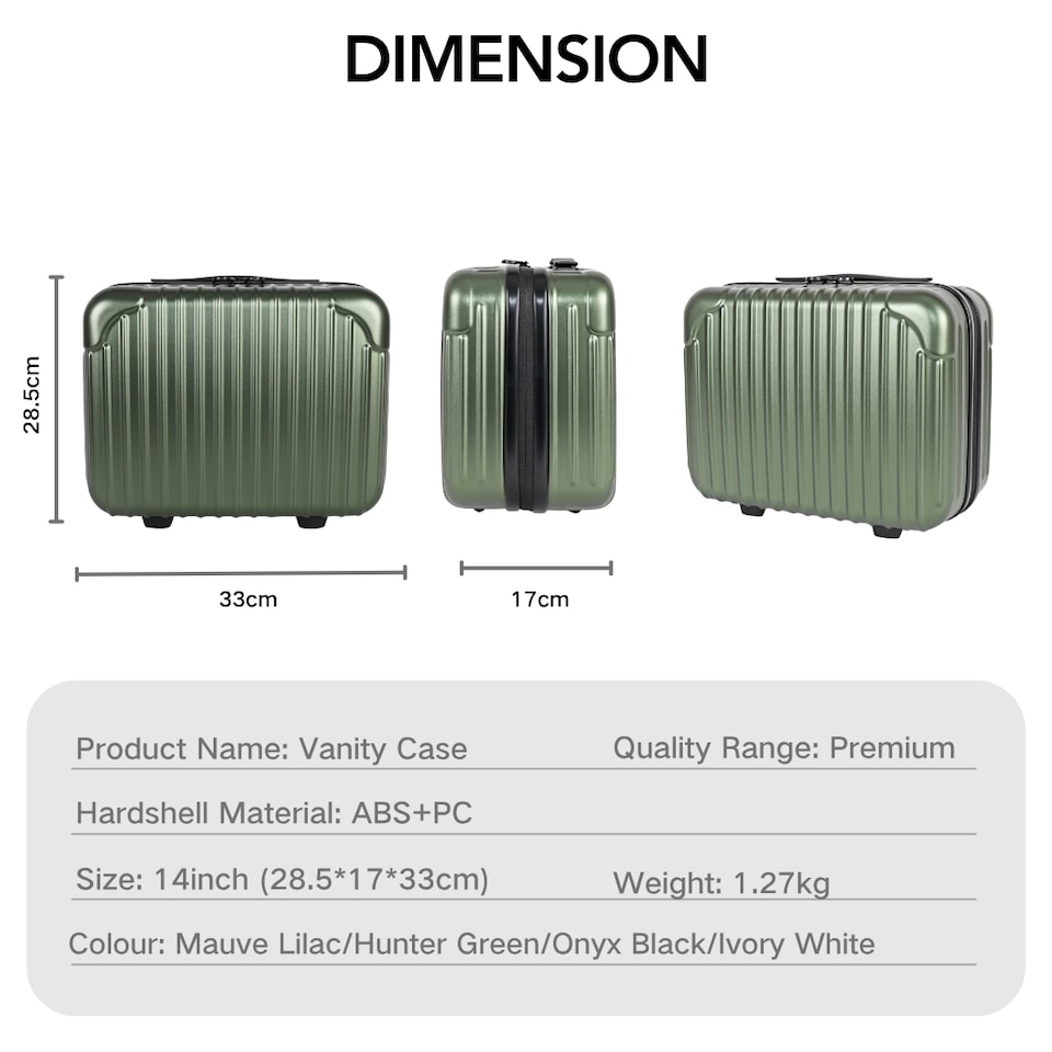 image 1 of 4 Piece Suitcase Set: Vanity, Carry-On, Medium & Large with Cupholder | Green | Hunter Green