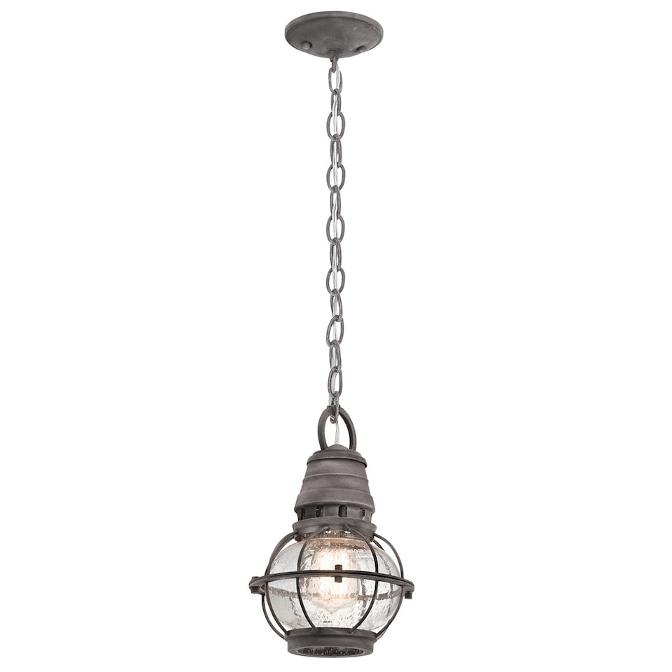 image 1 of Bridge Point 1 Light Small Outdoor Ceiling Chain Lantern Zinc IP44, E27
