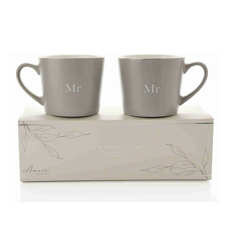 Amore Set 2 Mugs -  Grey Mr & Mr AM215 N/A