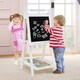 image 3 of COSTWAY Foldable Easel Kids 3-in-1 Double-sided Art Easel w/Chalkboard-White