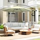 image 7 of Outsunny 3(m) Banana Parasol Cantilever Umbrella Garden | Cream | Beige | 3 m diameter