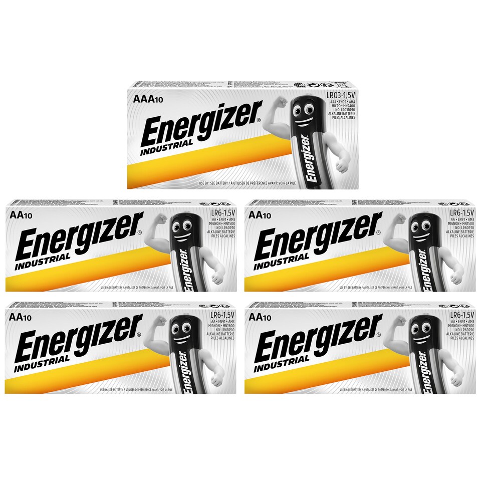 Energizer AA & AAA Industrial Batteries - Pack of 50 (40x AA & 10x AAA) | Chrome | Not provided | 5