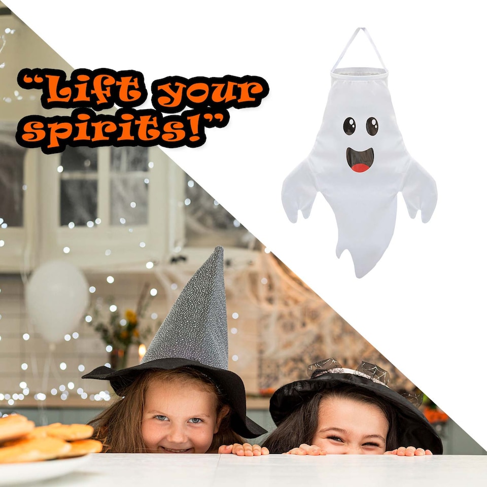 image 1 of vfm-estore Hanging Ghost Decoration for Halloween Parties, 12 x 10.4 cm, White
