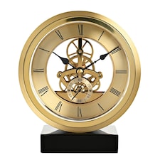 Wm.Widdop Round Skeleton Clock on Base Gold
