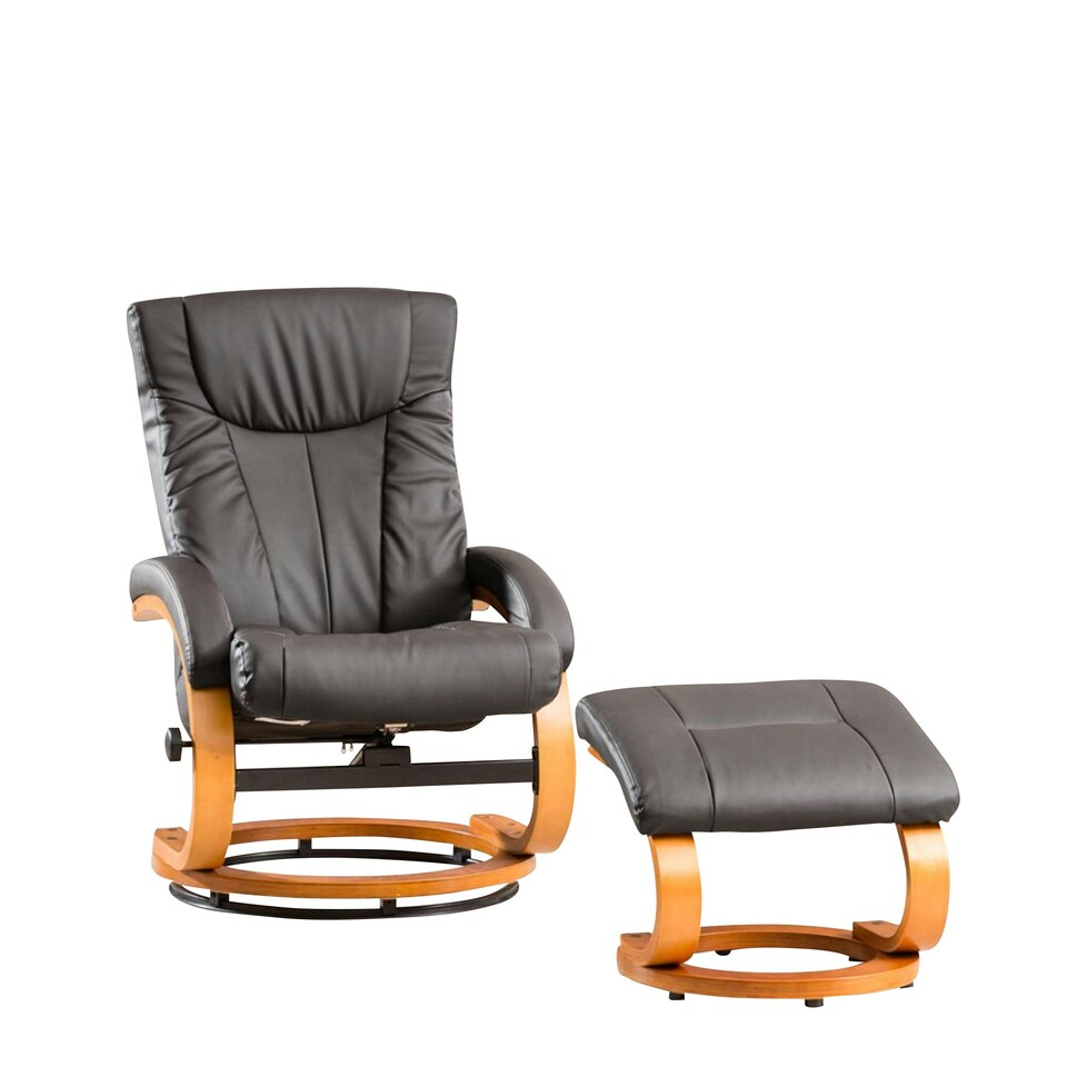 image 1 of Modena Swivel Recliner and Footstool - Grey