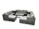 image 1 of Fimous Outdoor Garden Furniture Set 8 Pieces Rattan Sofa Set with Coffee Table 2 Big Footstools Side Table Dark Grey Mixed