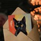 image 3 of Black Cat Lover Painting For Him Her Birthday Card