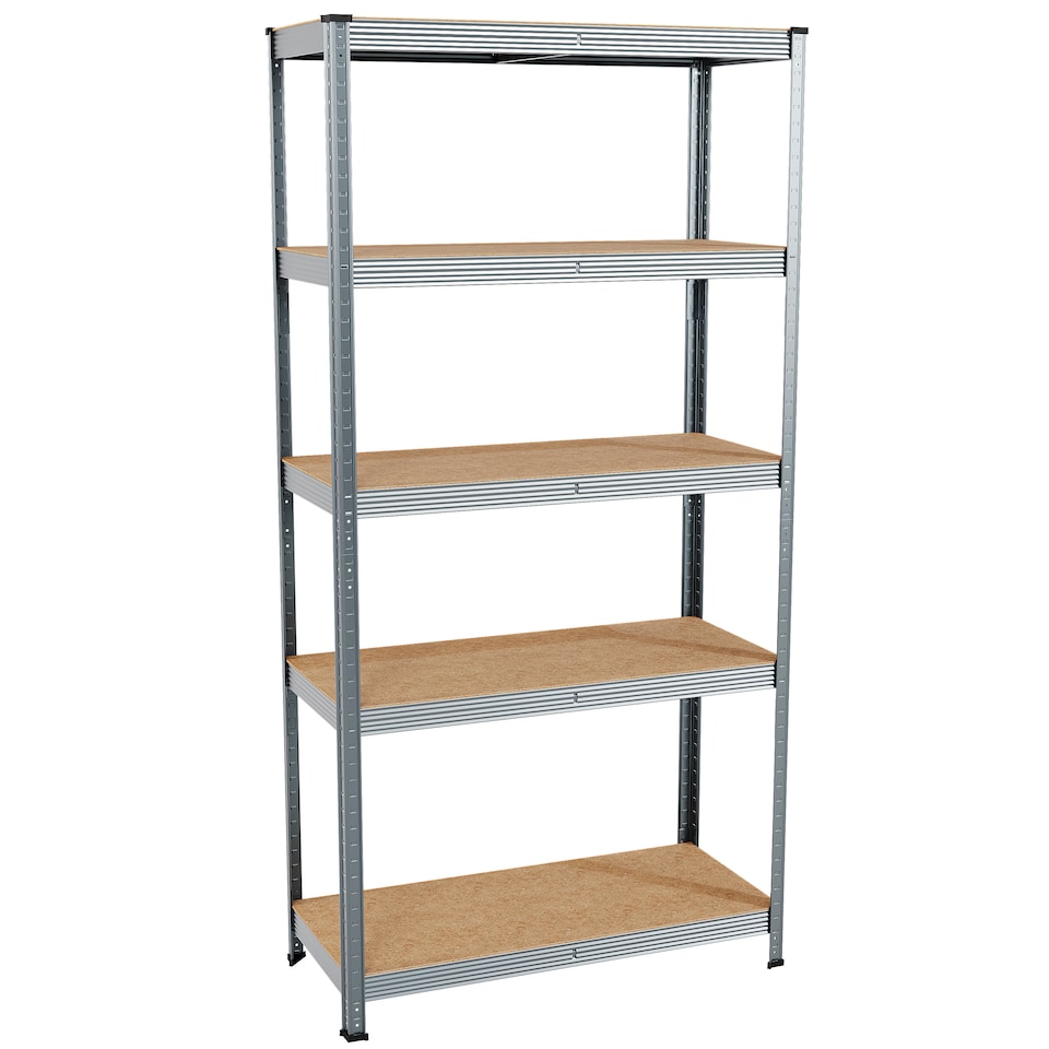 image 1 of Home Vida 5 Tier Heavy Duty Garage Shelves Adjustable Steel Shelving Storage Unit - Holds 875kg - Galvanised - 1 Bay