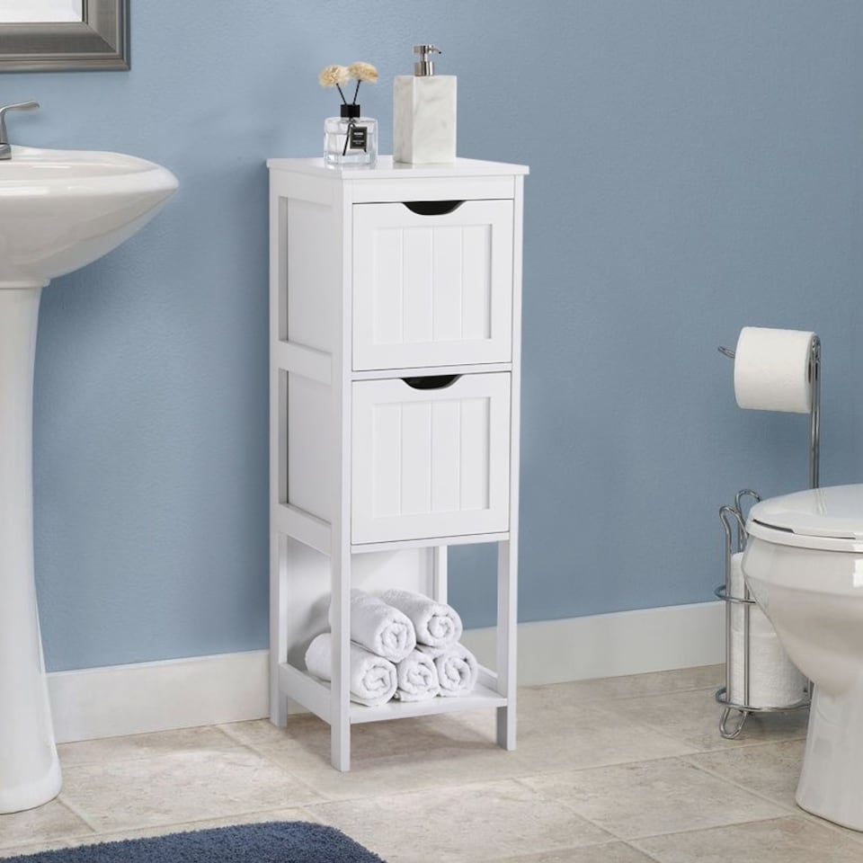image 1 of Yaheetech Bathroom Cabinet 2 Hideaway Drawers 1 Shelf White