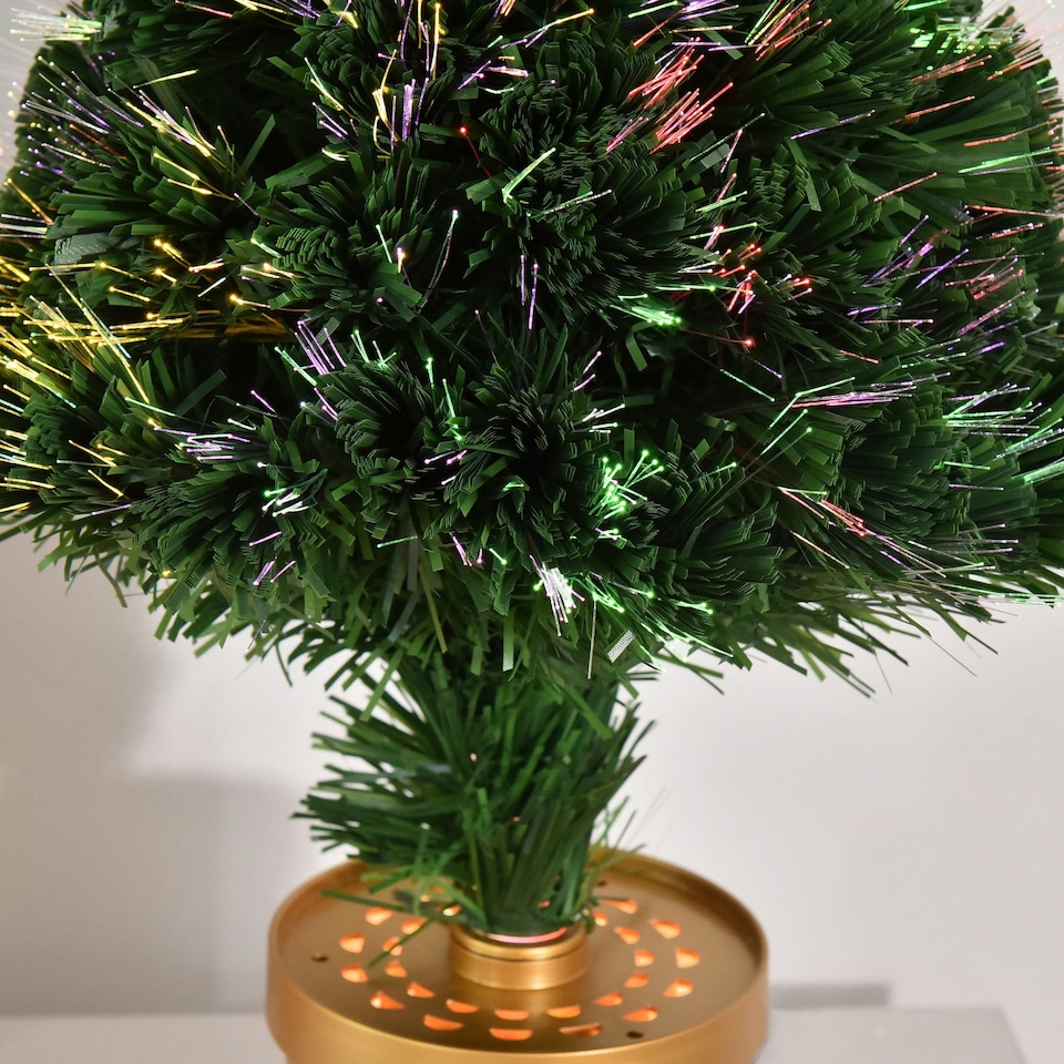 image 1 of HOMCOM 2FT Prelit Artificial Christmas Tree Fiber Optic LED Light Decoration