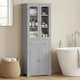 image 7 of HOMCOM Kitchen Cupboard Storage Cabinet Adjustable Shelves, Glass Door, Grey