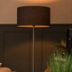 image 4 of ValueLights Tavel Brushed Chrome Floor Lamp Charcoal Shade and Bulb