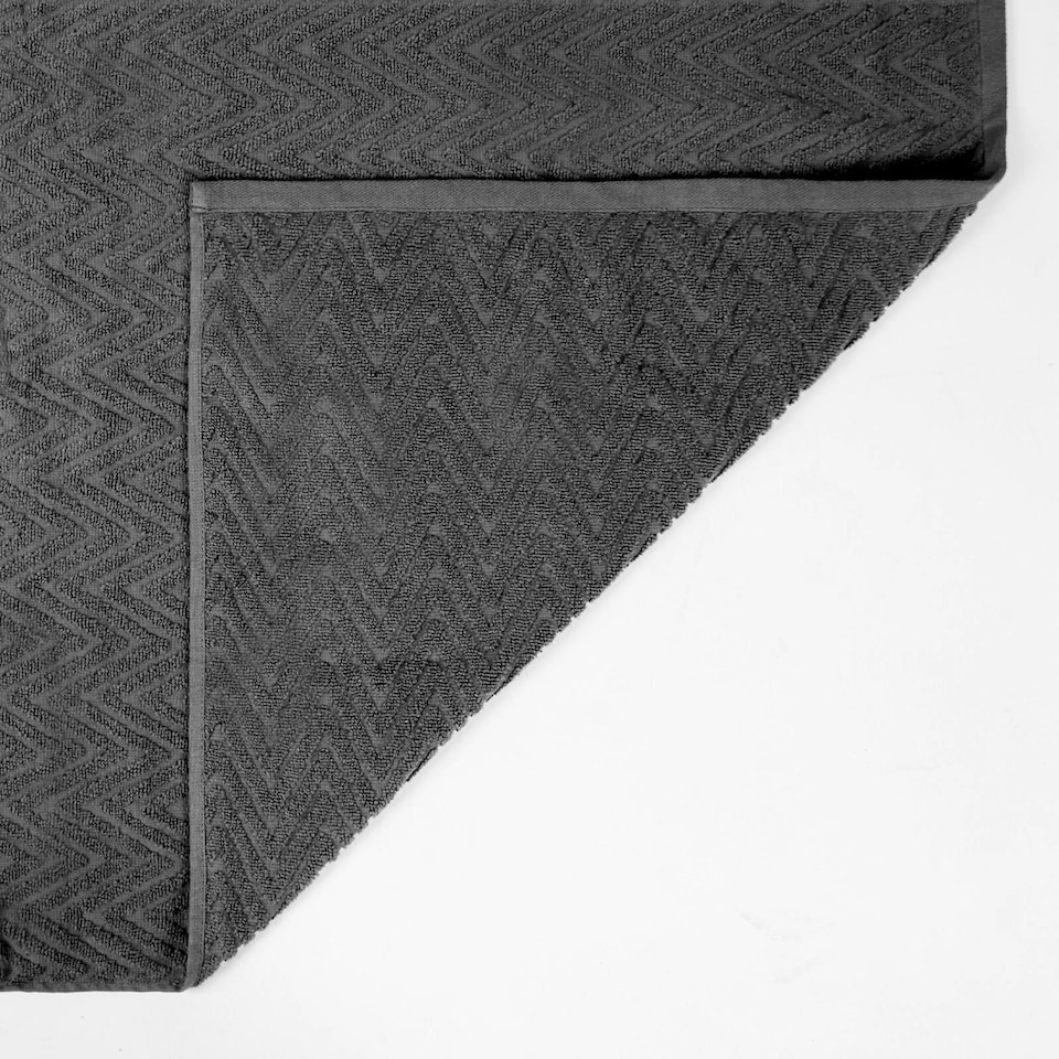 image 1 of OHS Jacquard Chevron Geo Textured 100% Cotton 500GSM Absorbent Hand Towel, 50x80cm - Charcoal