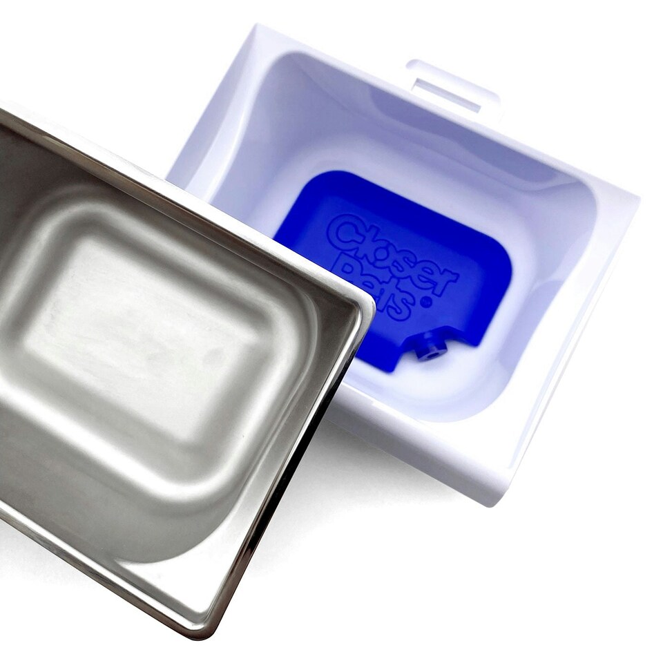 image 1 of Stainless Steel Bowl Inserts x 2 for Closer Pets MiBowl Automatic Microchip Pet Feeder (CP504) Silver