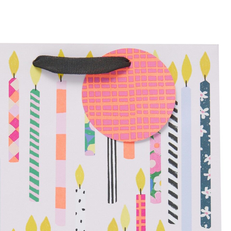 image 1 of Multipack of 3 Large Gift Bags | Party Bags for Presents | Birthdays | For Her/Friend | Candles Design Orange
