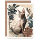 image 1 of Cat Lover Sphynx with Flower Blooms Art Nouveau Floral Greeting Card