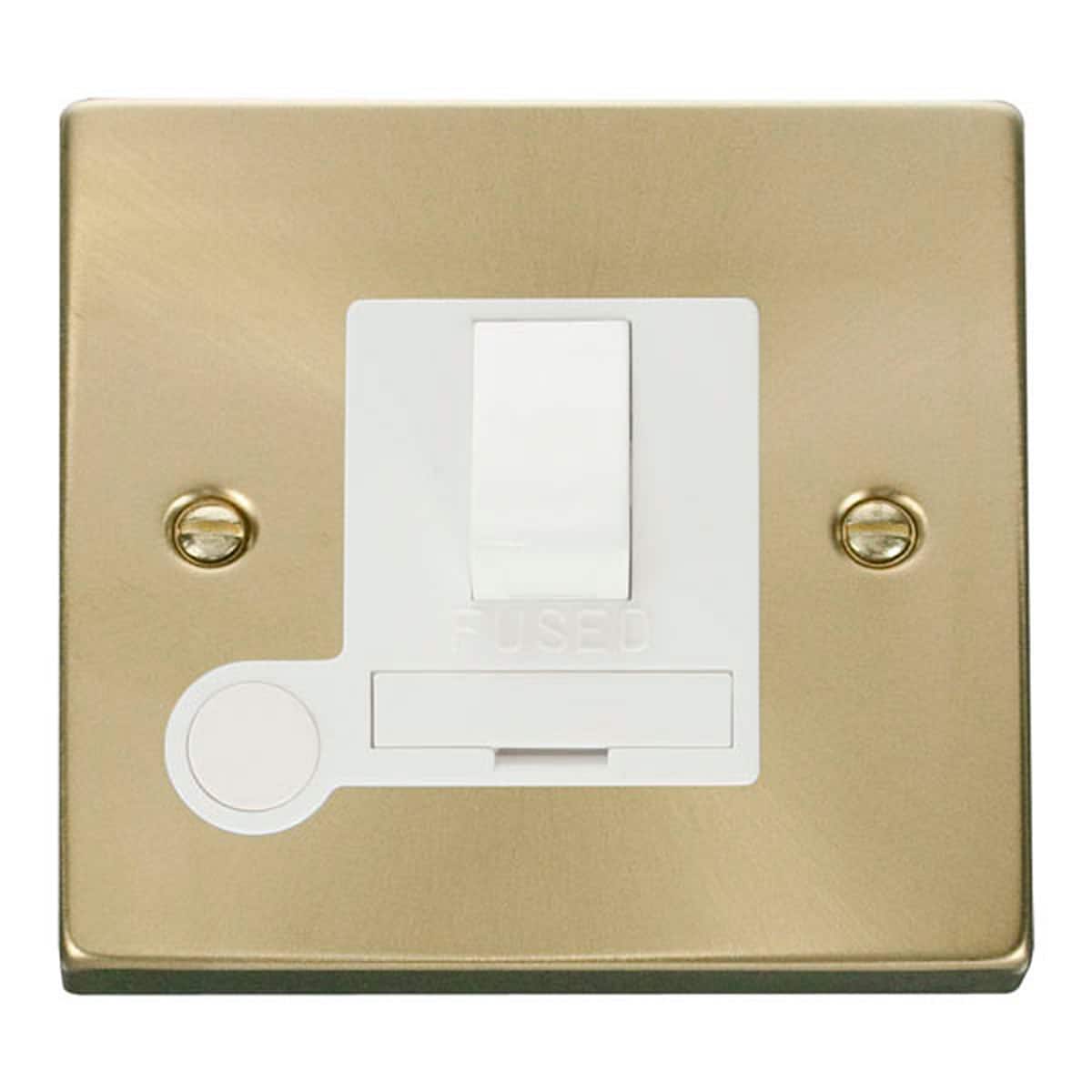 SE HOME Satin Brushed Brass 13A Fused Connection Unit Switched With Flex Gold Satin Brass