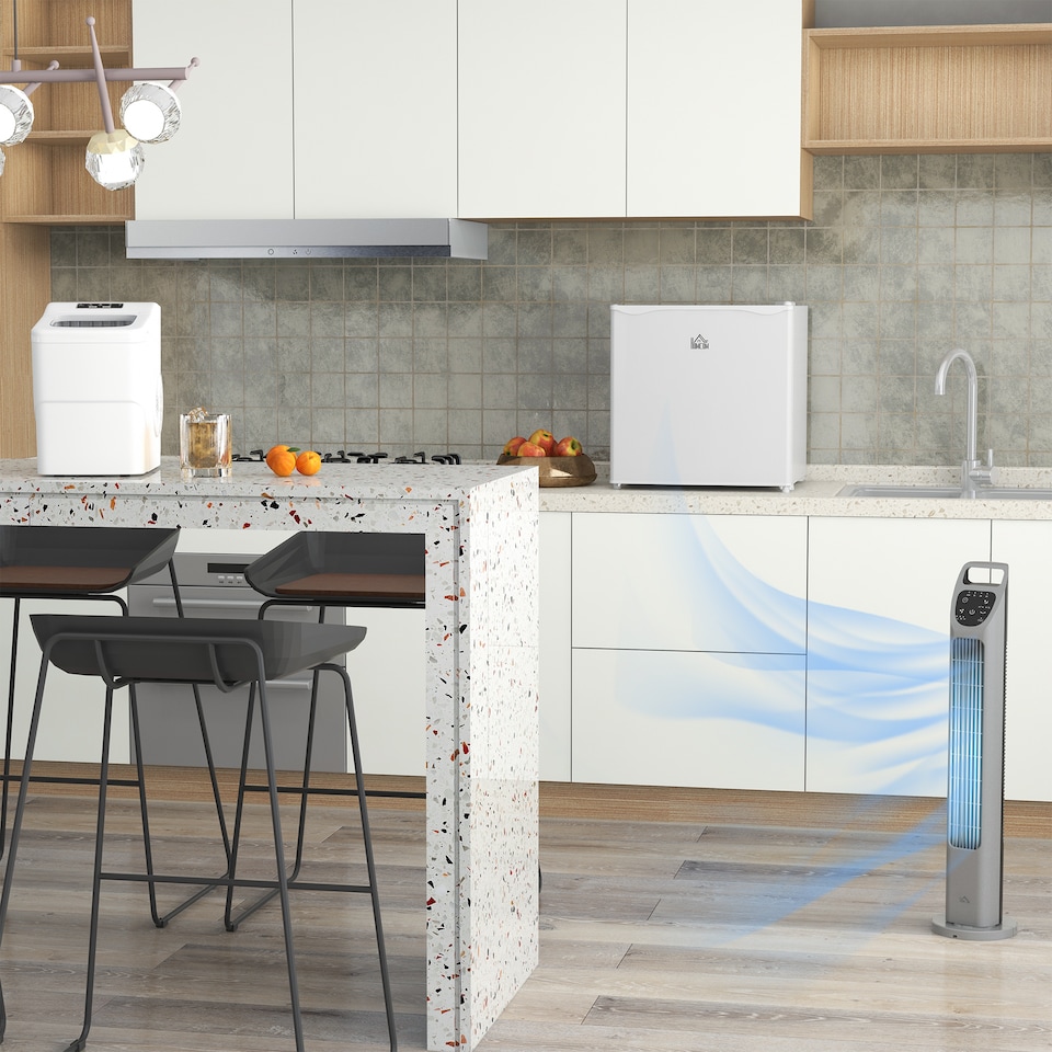 image 1 of HOMCOM 46 Litre Table Top Mini Fridge, Small Fridge with Ice Box, Reversible Door, Adjustable Temperature and Legs for Bedrooms, Home Office, Cream