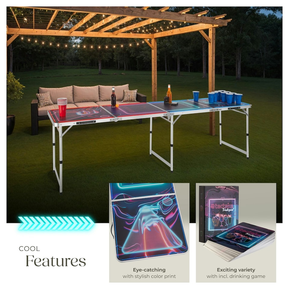 image 1 of Beer Pong Table - aluminium, LED lighting, 100 cups, 6 balls