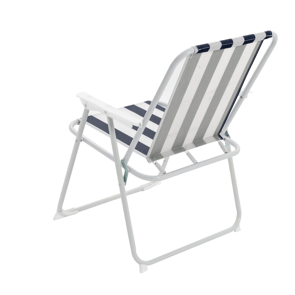 image 1 of Harbour Housewares Folding Metal Beach Chairs - Blue Stripe - Pack of 2 | Blue | Blue