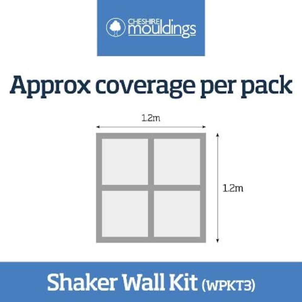 image 1 of Cheshire Mouldings WPKT3 (MDF) Shaker Wall Panelling Kit (H) 1200mm (W) 63mm (T) 9mm 5 Pack