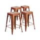 image 7 of Kai 24" Industrial Style Bar Stool Copper - Set of 4 - Modern Metal Counter Height Copper