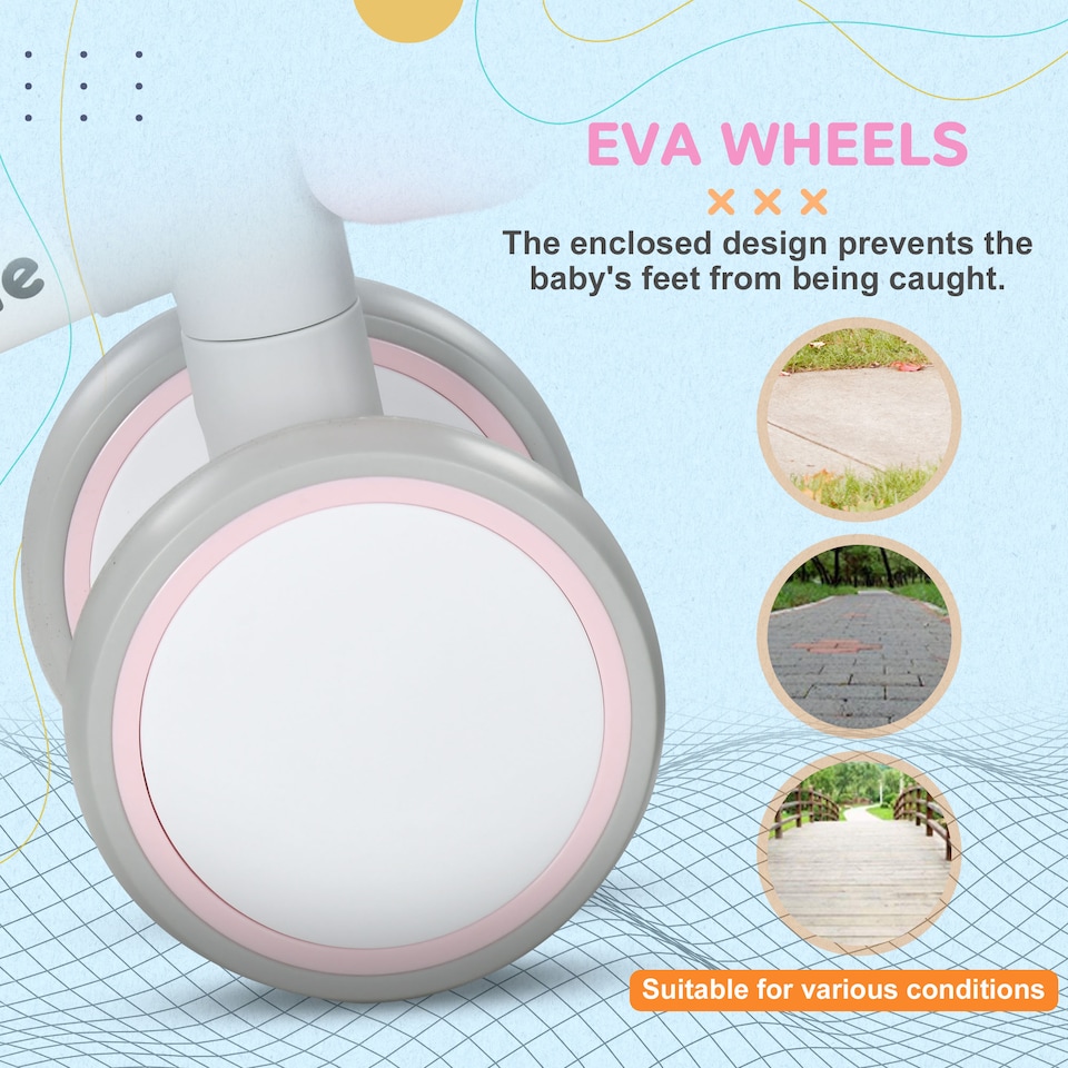 image 1 of AIYAPLAY Kids Balance Bike for 1-3 Years Old, No Pedal Toddler Balance Bike with Adjustable Seat, Silent Wheels, Training Bike for Boys and Girls, Pink