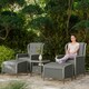 image 9 of Outsunny 5 Piece Rattan Garden Furniture Set with Recliner Chairs, Wicker Patio Conversation Set with Footstools, 2-Tier Glass Top Coffee Table, Cushions for Outdoor, Balcony, Porch, Charcoal Grey