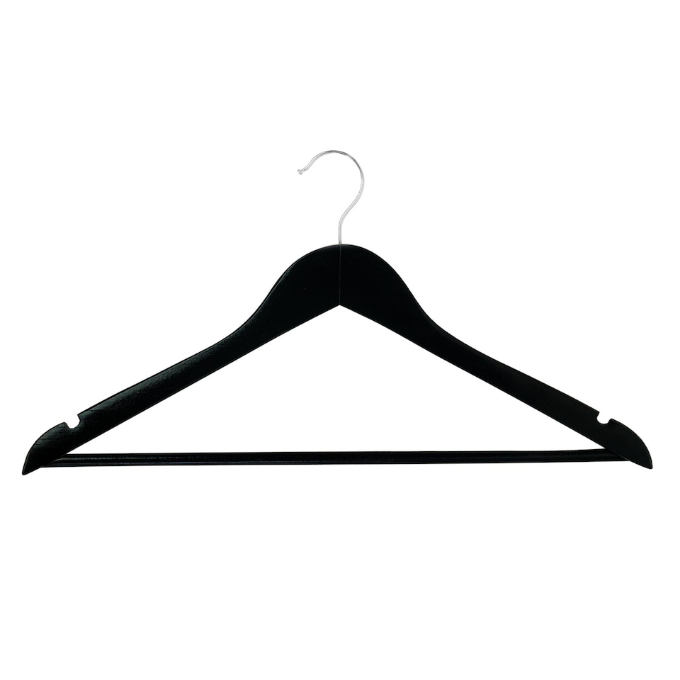 image 1 of Harbour Housewares Wooden Coat Hangers - Black - Pack of 10