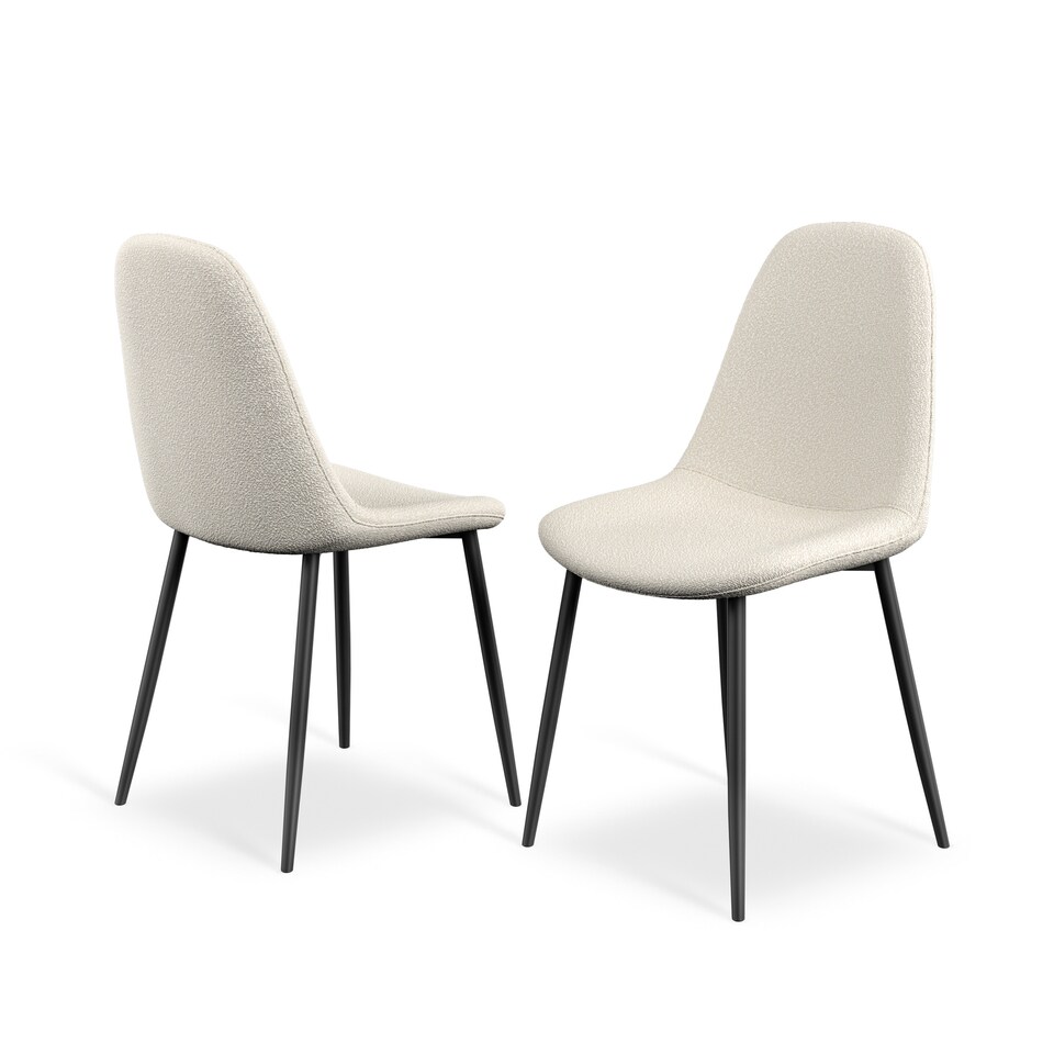 image 1 of Set Of 2 Maya Boucle Dining Chair Modern Padded Seat Metal Legs Kitchen | White | Ivory White | One Size