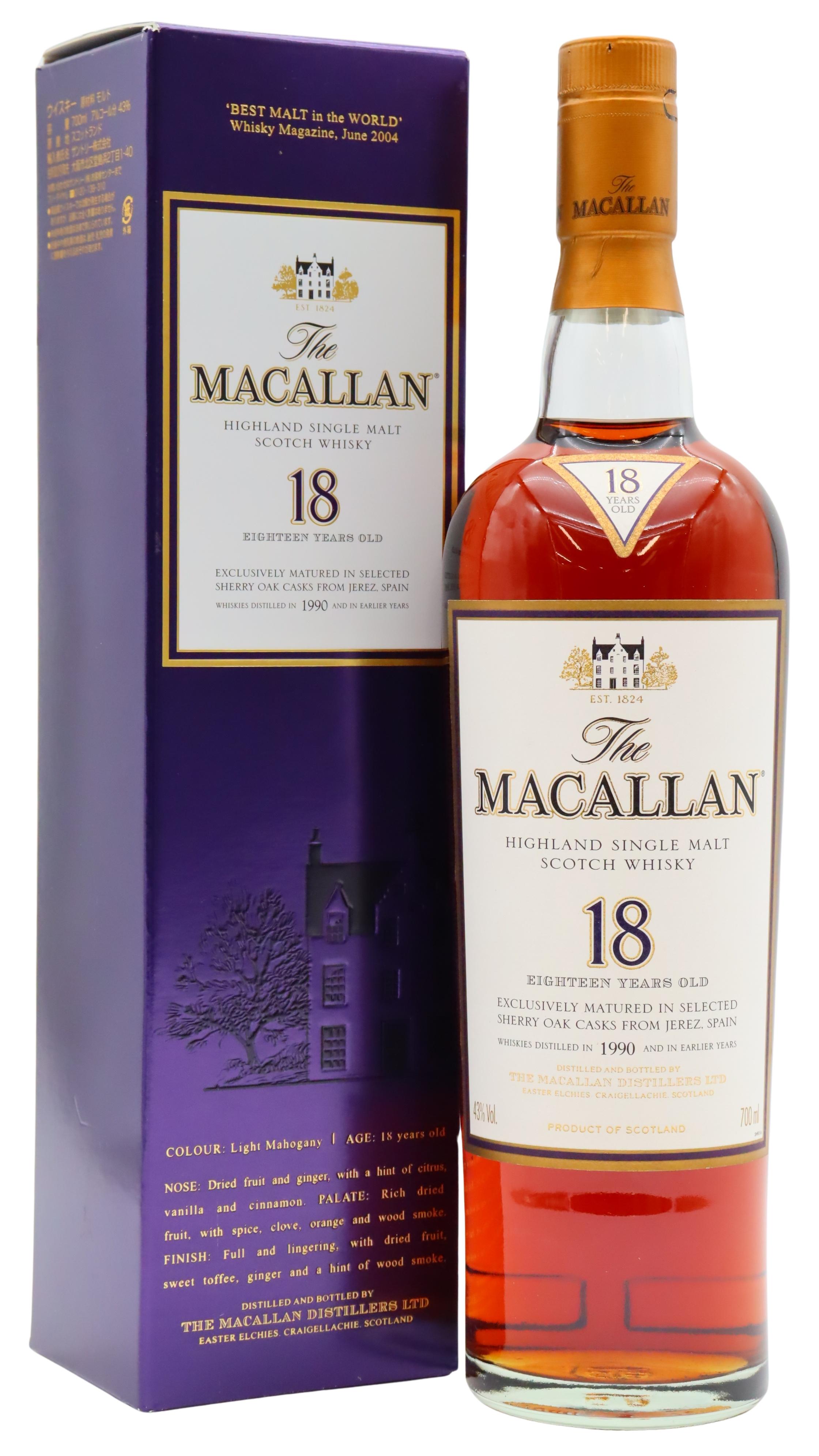 Macallan - Sherry Oak Highland Single Malt 2008 Release 1990 18 