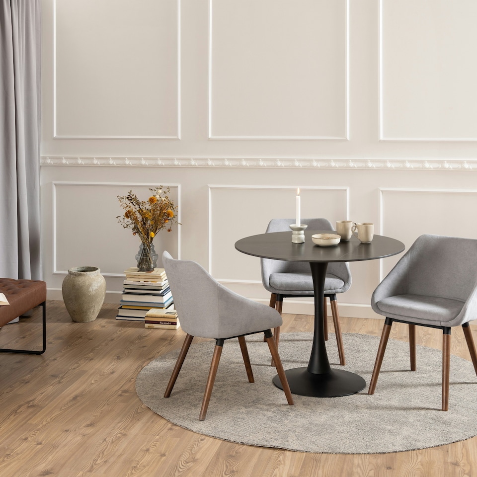 image 1 of Malta Ceramic Round Dining Table in Black 90x75cm