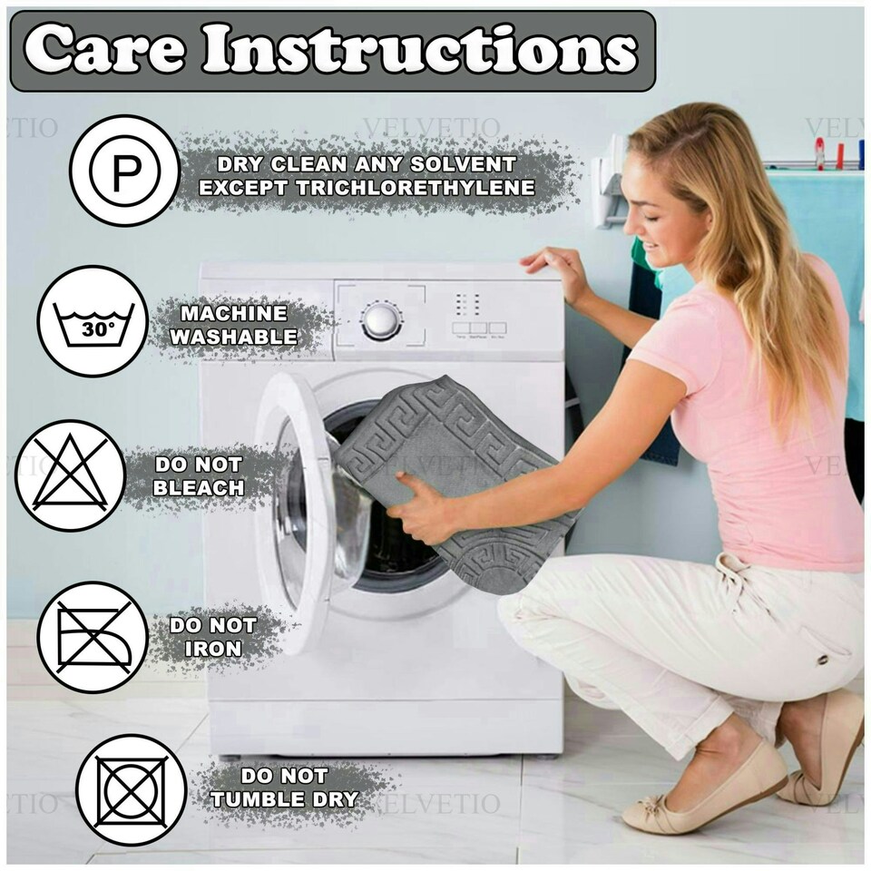 image 1 of VELVETIO Bath Mat Set Greek Pattern Anti Slip Memory Foam Toilet Rug Blue | Aqua
