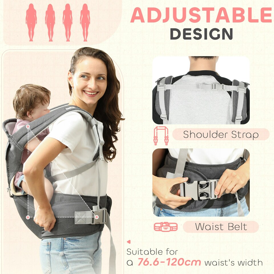 image 1 of AIYAPLAY 6-in-1 Baby Carrier for Newborn, Toddler with Removable Seat, Grey