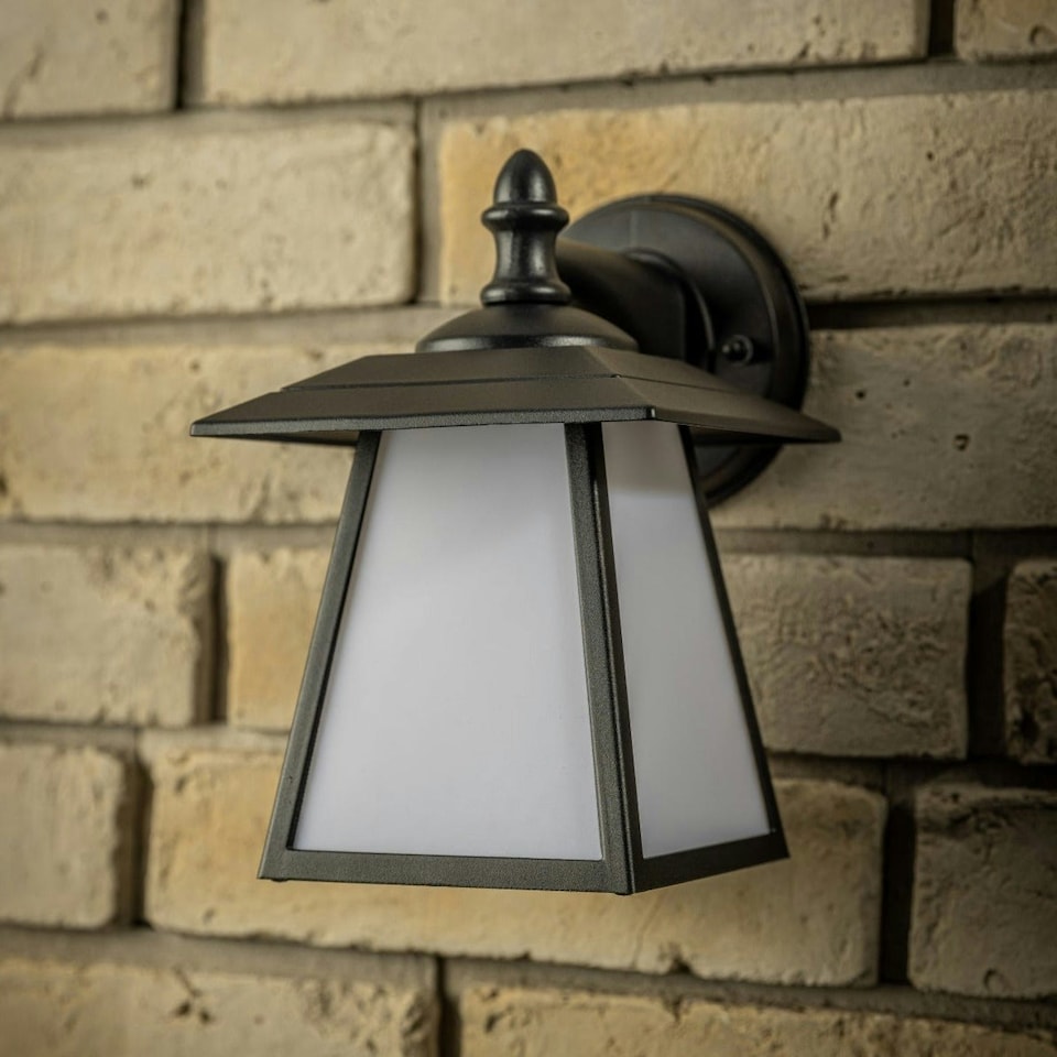 image 1 of CGC CELINE Black Outdoor Wall Light Vintage Opal Diffuser E27 Standard Screw IP44 Black