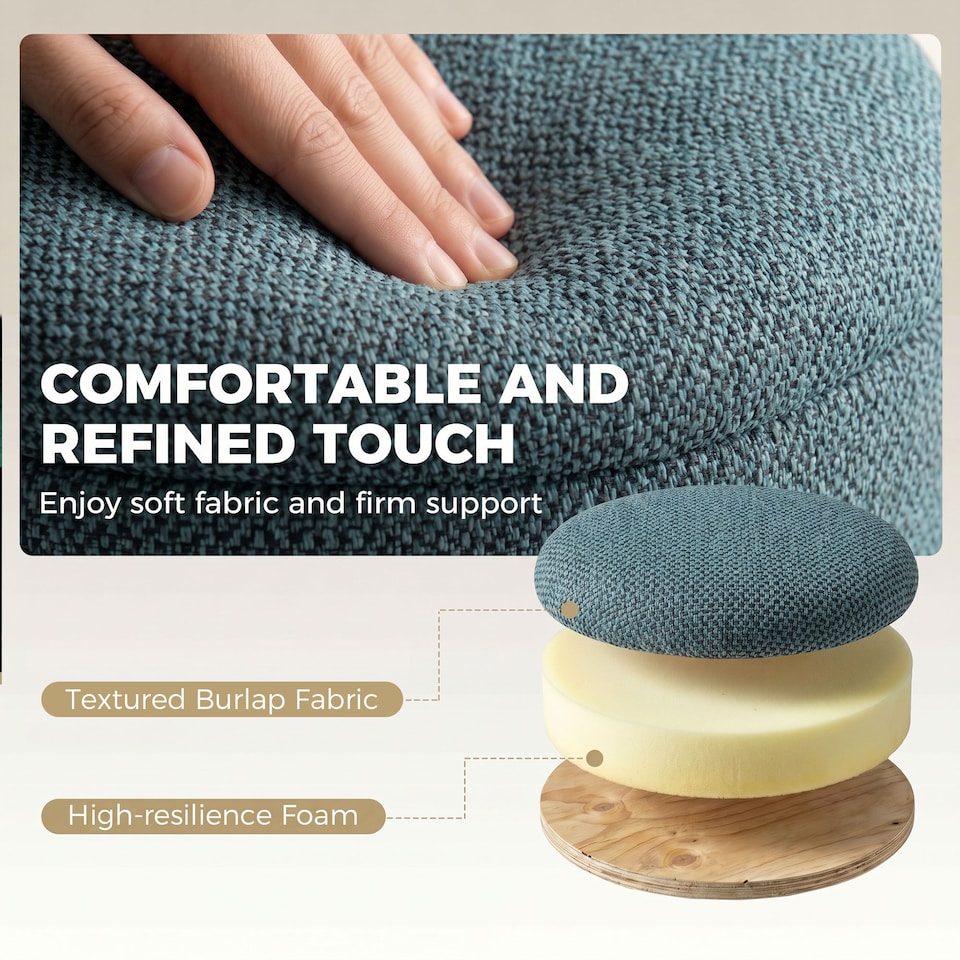 image 1 of HOMCOM Round Storage Ottoman with Reversible Lid