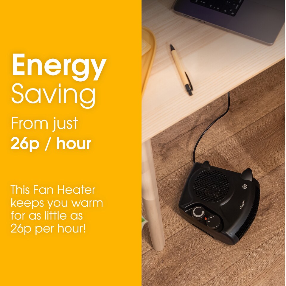 image 1 of Abode AFH1001B Electric Heater Black 2000W Cooling Fan Mode with 2 Heat Settings