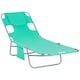 image 1 of Outsunny Sun Lounger with Reading Hole, Folding Garden Lounger, Green