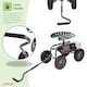 image 3 of Oypla Outdoor Rolling Garden Seat Wheeled Stool with Tool Tray & Basket Green