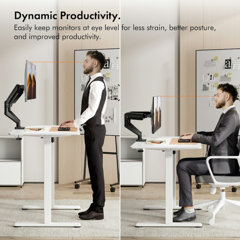 image 1 of VonHaus Gas Powered Dual Monitor Stand for 10-32" Screens