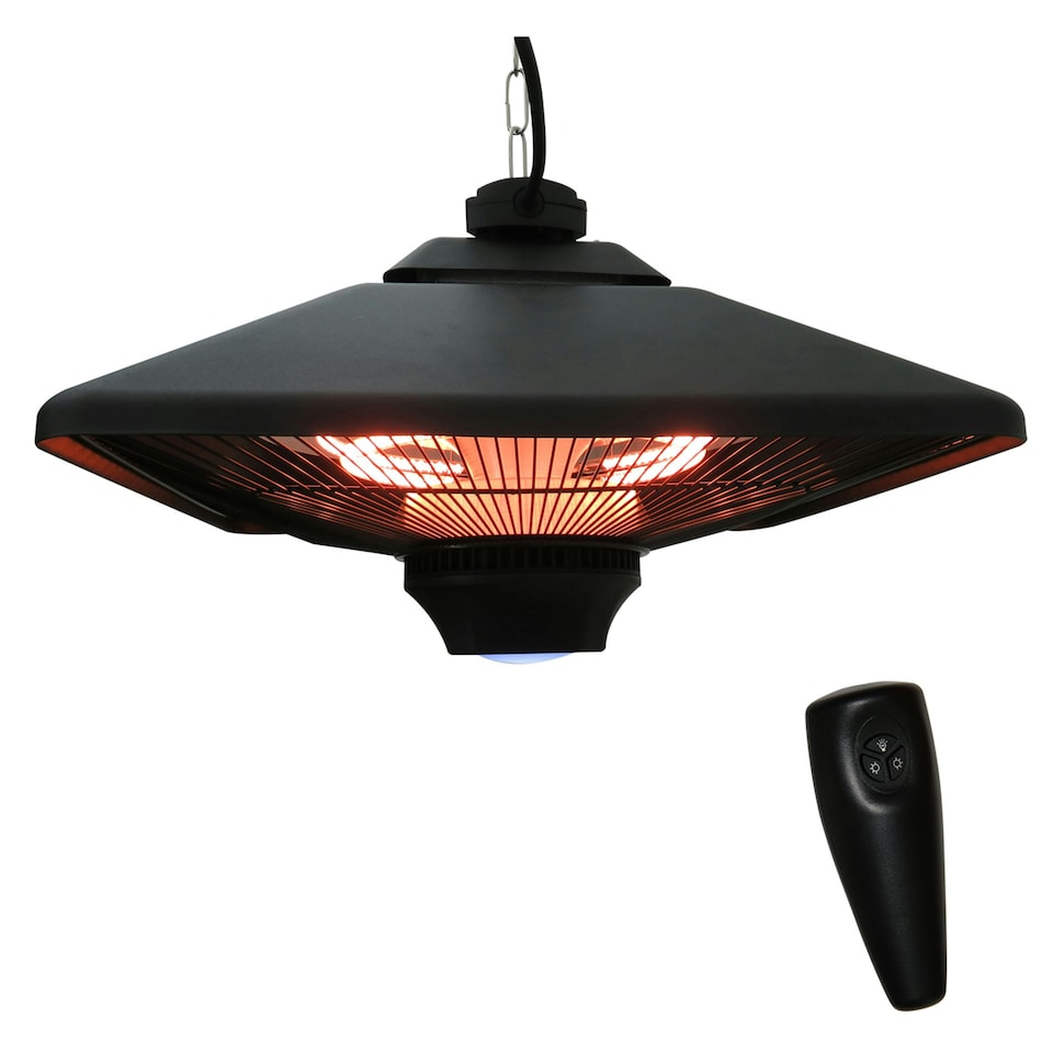 image 1 of Outsunny 2kw Electric Heater LED Halogen Heating Hanging Light Outdoor Remote