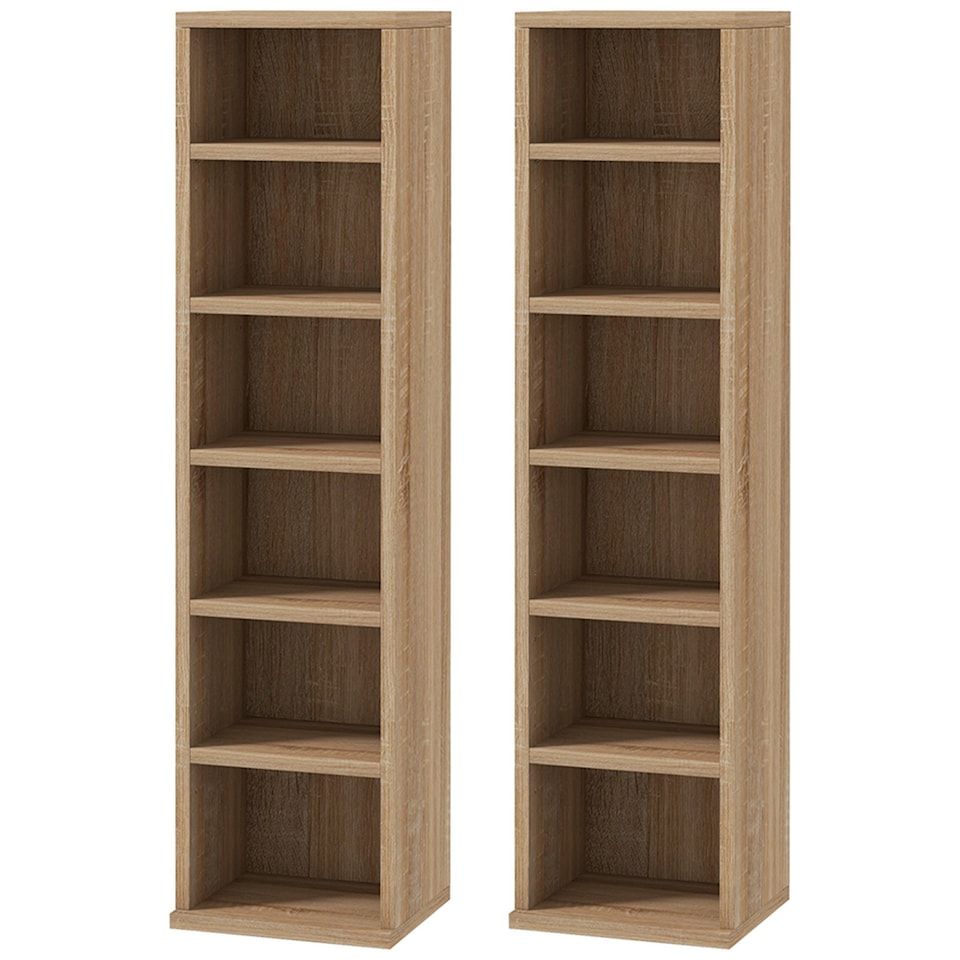 image 1 of HOMCOM Set of 2 CD Storage Units with Adjustable Shelves Natural
