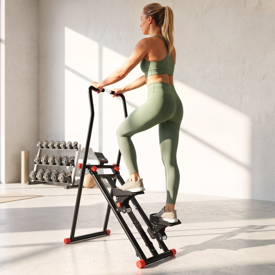 image 1 of SPORTNOW Foldable Stair Stepper for Home Gym with 3 Resistances